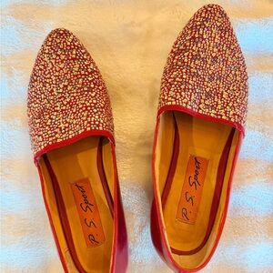 Loafers/flats Women’s - Leather Beaded Red Size 8.5